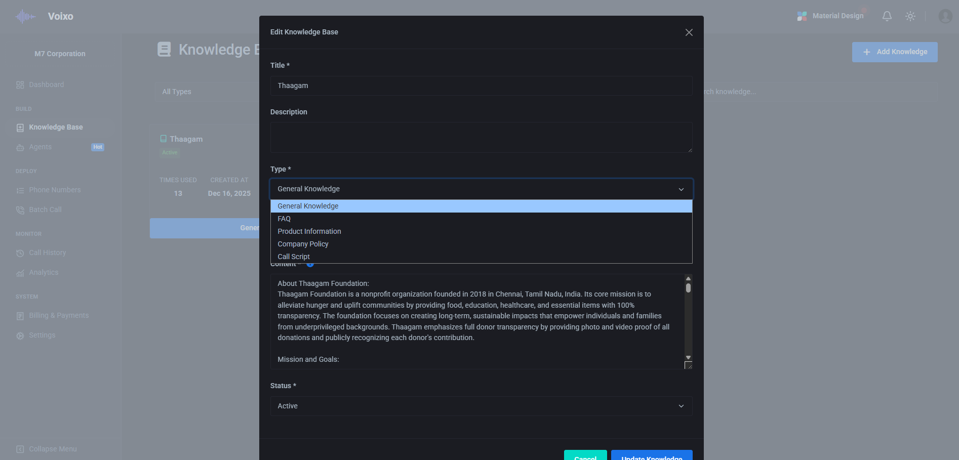 Knowledge Base Content Types